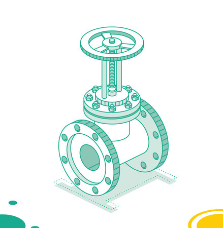 Isomeric Gas Valve Isolated on White. vector illustration. outline concept.のイラスト素材