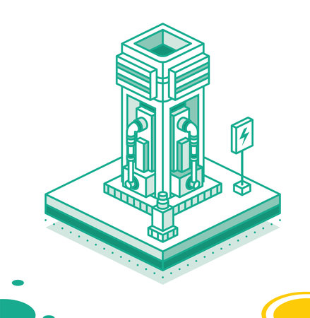 Charging station for electric car. vector illustration. outline concept. Green energy or eco concept.のイラスト素材