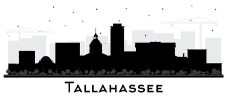 Tallahassee Florida City Skyline Silhouette with Black Buildings Isolated on White. vector illustration. Tallahassee Cityscape with Landmarks. Business Travel and Tourism Concept with Modern Architecture.のイラスト素材