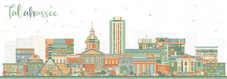 Tallahassee Florida City Skyline with Color Buildings. vector illustration. Tallahassee Cityscape with Landmarks. Business Travel and Tourism Concept with Modern Architecture.のイラスト素材