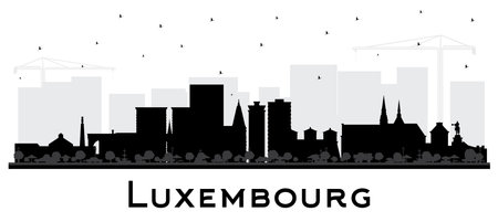 Luxembourg City Skyline Silhouette with Black Buildings Isolated on White. vector illustration. Luxembourg Cityscape with Landmarks. Business Travel and Tourism Concept with Historic Architecture.のイラスト素材