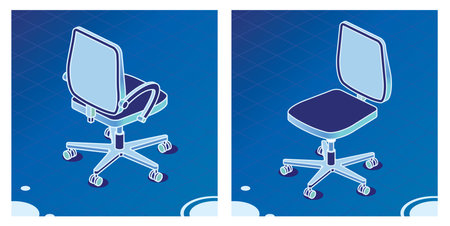 Isometric Office Chair on Wheels. Desk Chair Icon. Furniture for Interior.の写真素材
