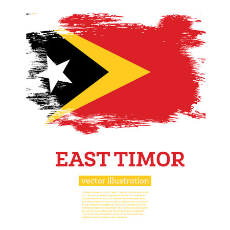 East Timor Flag with Brush Strokes. vector illustration. independence day.のイラスト素材