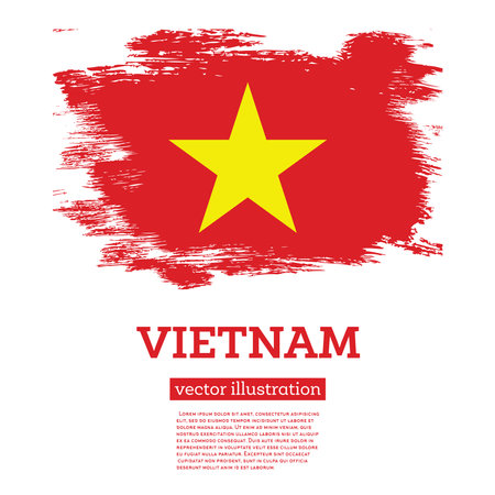 Vietnam Flag with Brush Strokes. vector illustration. independence day.のイラスト素材