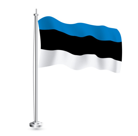 Estonian flag. Isolated Wave Flag of Estonia Country. vector illustration.のイラスト素材