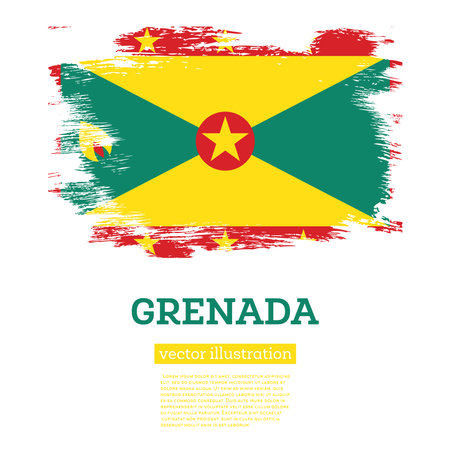 Grenada Flag with Brush Strokes. vector illustration. independence day.のイラスト素材