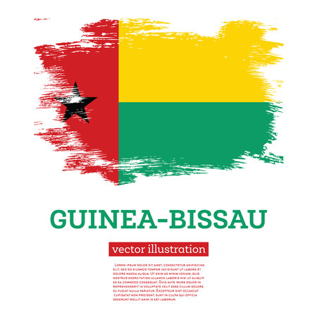 Guinea-Bissau Flag with Brush Strokes. vector illustration. independence day.のイラスト素材