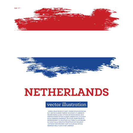 Netherlands Flag with Brush Strokes. vector illustration. independence day.のイラスト素材
