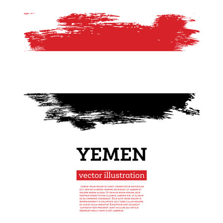 Yemen Flag with Brush Strokes. vector illustration. independence day.のイラスト素材