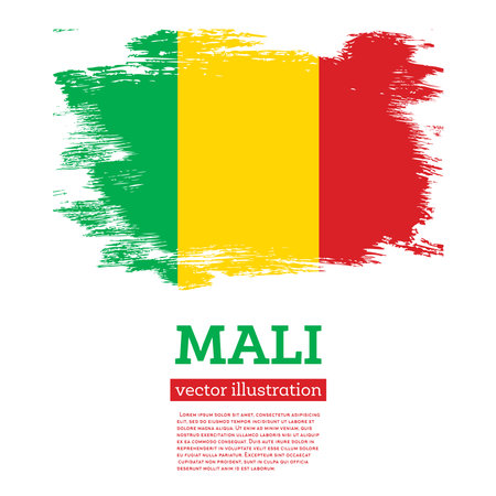 Mali Flag with Brush Strokes. vector illustration. independence day.のイラスト素材