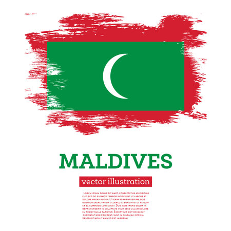 Maldives Flag with Brush Strokes. vector illustration. independence day.のイラスト素材