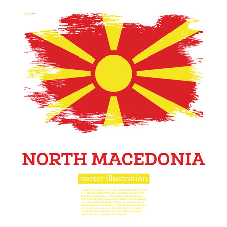 North Macedonia Flag with Brush Strokes. vector illustration. independence day.のイラスト素材