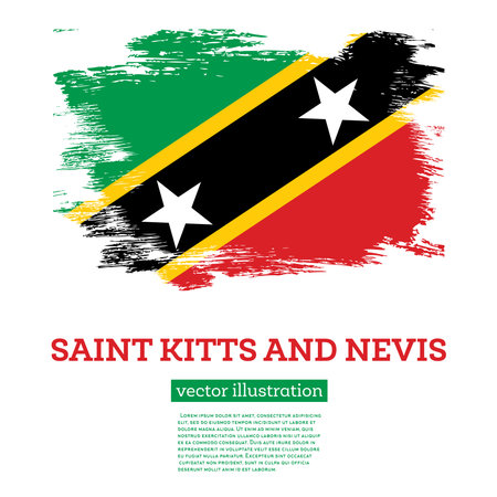Saint Kitts and Nevis Flag with Brush Strokes. vector illustration. independence day.のイラスト素材
