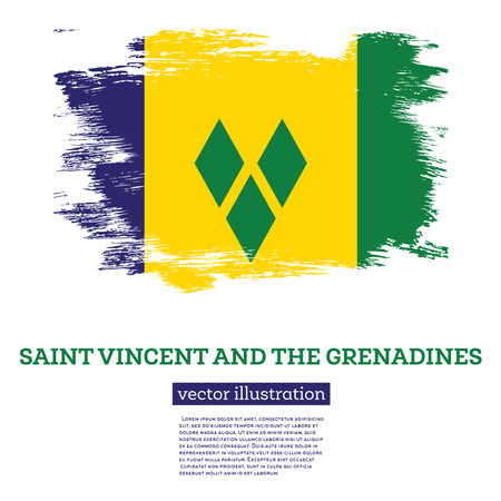 Saint Vincent and the Grenadines Flag with Brush Strokes. vector illustration. independence day.のイラスト素材