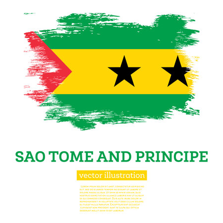 Sao Tome and Principe Flag with Brush Strokes. vector illustration. independence day.のイラスト素材