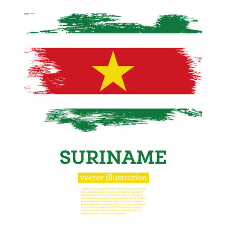 Suriname Flag with Brush Strokes. vector illustration. independence day.のイラスト素材