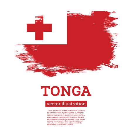 Tonga Flag with Brush Strokes. vector illustration. independence day.のイラスト素材