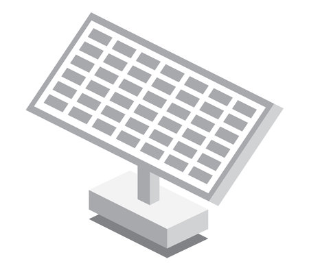 Isometric Solar Battery Panel Isolated on White Background. vector illustration. Generation of Clean Green Energy. Outline Infographic Element.のイラスト素材