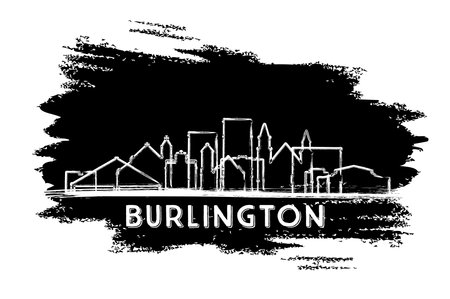 Burlington Iowa City Skyline Silhouette. Hand Drawn Sketch. Business Travel and Tourism Concept with Modern Architecture. vector illustration. Burlington USA Cityscape with Landmarks.のイラスト素材