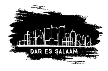 Dar Es Salaam Tanzania City Skyline Silhouette. Hand Drawn Sketch. Business Travel and Tourism Concept with Modern Architecture. vector illustration. Dar Es Salaam Cityscape with Landmarks.のイラスト素材
