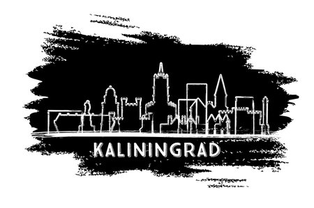 Kaliningrad Russia City Skyline Silhouette. Hand Drawn Sketch. Business Travel and Tourism Concept with Modern Architecture. vector illustration. Kaliningrad Cityscape with Landmarks.のイラスト素材