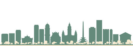 Abstract Caracas Venezuela City Skyline with Color Buildings. vector illustration. Business Travel and Tourism Concept with Modern Architecture.のイラスト素材