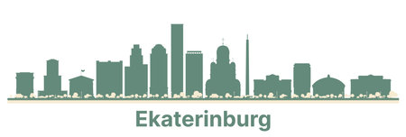 Abstract Ekaterinburg Russia City Skyline with Color Buildings. vector illustration. Business Travel and Tourism Concept with Modern Architecture.のイラスト素材