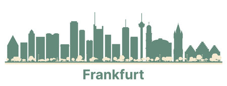 Abstract Frankfurt Germany City Skyline with Color Buildings. vector illustration. Business Travel and Tourism Concept with Modern Architecture.のイラスト素材