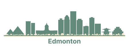 Abstract Edmonton Canada City Skyline with Color Buildings. vector illustration. Business Travel and Tourism Concept with Modern Architecture.のイラスト素材
