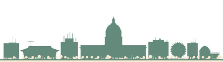 Abstract Olympia Washington City Skyline with Color Buildings. vector illustration. Business Travel and Tourism Concept with Modern Buildings. Image for Presentation, Banner, Placard and Web Site.のイラスト素材