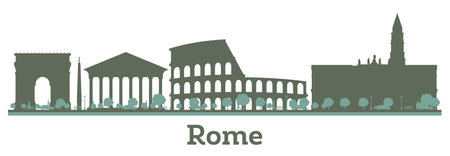 Abstract Rome Italy city skyline with color landmarks. vector illustration. Business travel and tourism concept with historical buildings.のイラスト素材