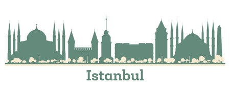 Abstract Istanbul Turkey City Skyline with Color Buildings. vector illustration. Business Travel and Tourism Concept with Modern Architecture.のイラスト素材