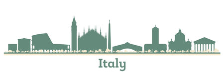 Abstract Italy City Skyline with Color Buildings. vector illustration. Business Travel and Tourism Concept with Modern Architecture.のイラスト素材