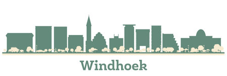 Abstract Windhoek Namibia City Skyline with Color Buildings. vector illustration. Business Travel and Tourism Concept with Modern Architecture.のイラスト素材