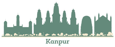 Abstract Kanpur India City Skyline with Color Buildings. vector illustration. Business Travel and Tourism Concept with Modern Architecture.のイラスト素材