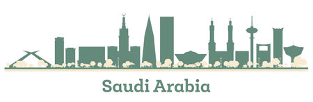 Abstract Saudi Arabia City Skyline with Color Buildings. vector illustration. Business Travel and Tourism Concept with Modern Architecture.のイラスト素材