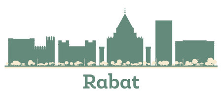 Abstract Rabat Morocco City Skyline with Color Buildings. vector illustration. Business Travel and Tourism Concept with Modern Architecture.のイラスト素材