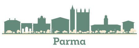 Abstract Parma Skyline with Color Buildings. vector illustration. Business Travel and Tourism Concept with Historic Buildings.のイラスト素材