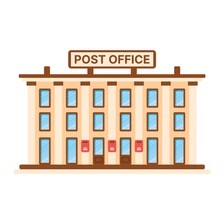 Post Office Building Isolated on White Background. vector illustration.のイラスト素材