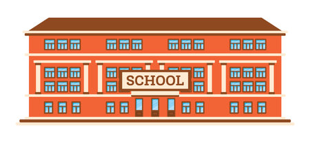 School Building Isolated on White Background. vector illustration.のイラスト素材