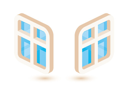 Isometric 3D windows set isolated on white background. vector illustration.のイラスト素材