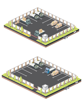 Isometric Parking for Trucks and Cars. Checkpoint with Barrier.の写真素材