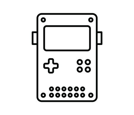 Portable handheld retro gaming console. Outline icon. Vector illustration. Object isolated on white background.のイラスト素材