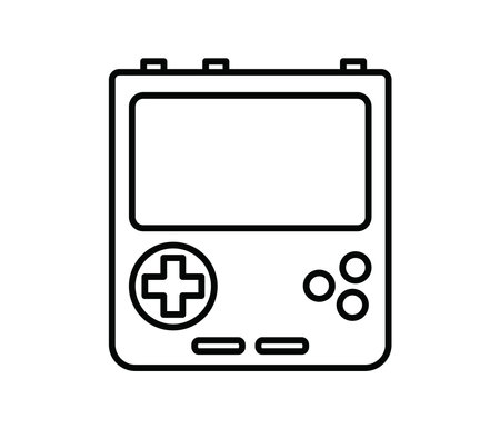 Portable handheld retro gaming console. Outline icon. Vector illustration. Object isolated on white background.のイラスト素材