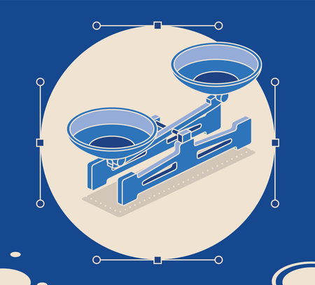 Balance Scale with Double Pans. Isometric Laboratory Mechanical Scales. Vector Illustration. Scales...