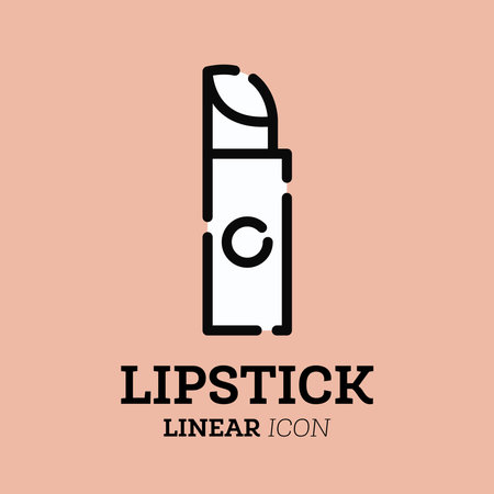 Lipstick flat linear icon. Personal care product. Cosmetics. Vector illustration.のイラスト素材