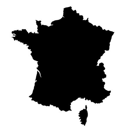 Map of France. Black silhouette on white background. Vector illustration.のイラスト素材
