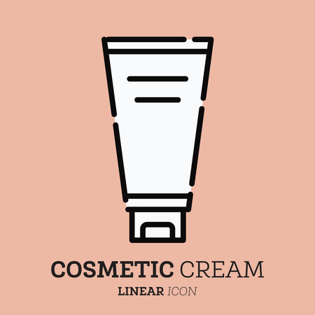 Cosmetic cream. Outline icon. Vector illustration.のイラスト素材