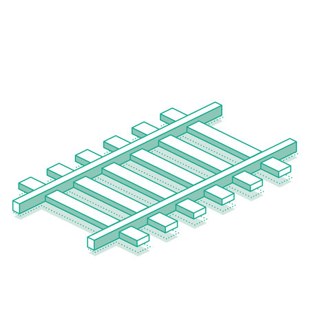 Railway track. Isometric object isolated on white background. Vector illustration. Railway icon for web design.のイラスト素材