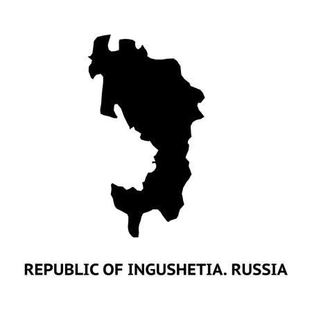 Map of Republic of Ingushetia. Russia. Black and white silhouette isolated on white background. Vector illustration.のイラスト素材